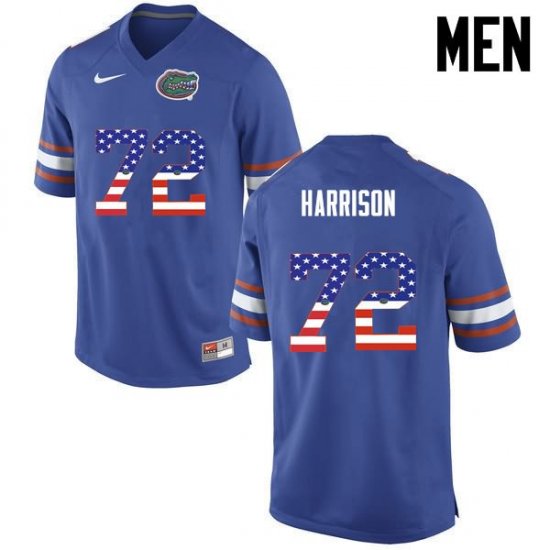 Men's Florida Gators #72 Jonotthan Harrison NCAA Nike Blue USA Flag Fashion Authentic Stitched College Football Jersey ORU6462DB